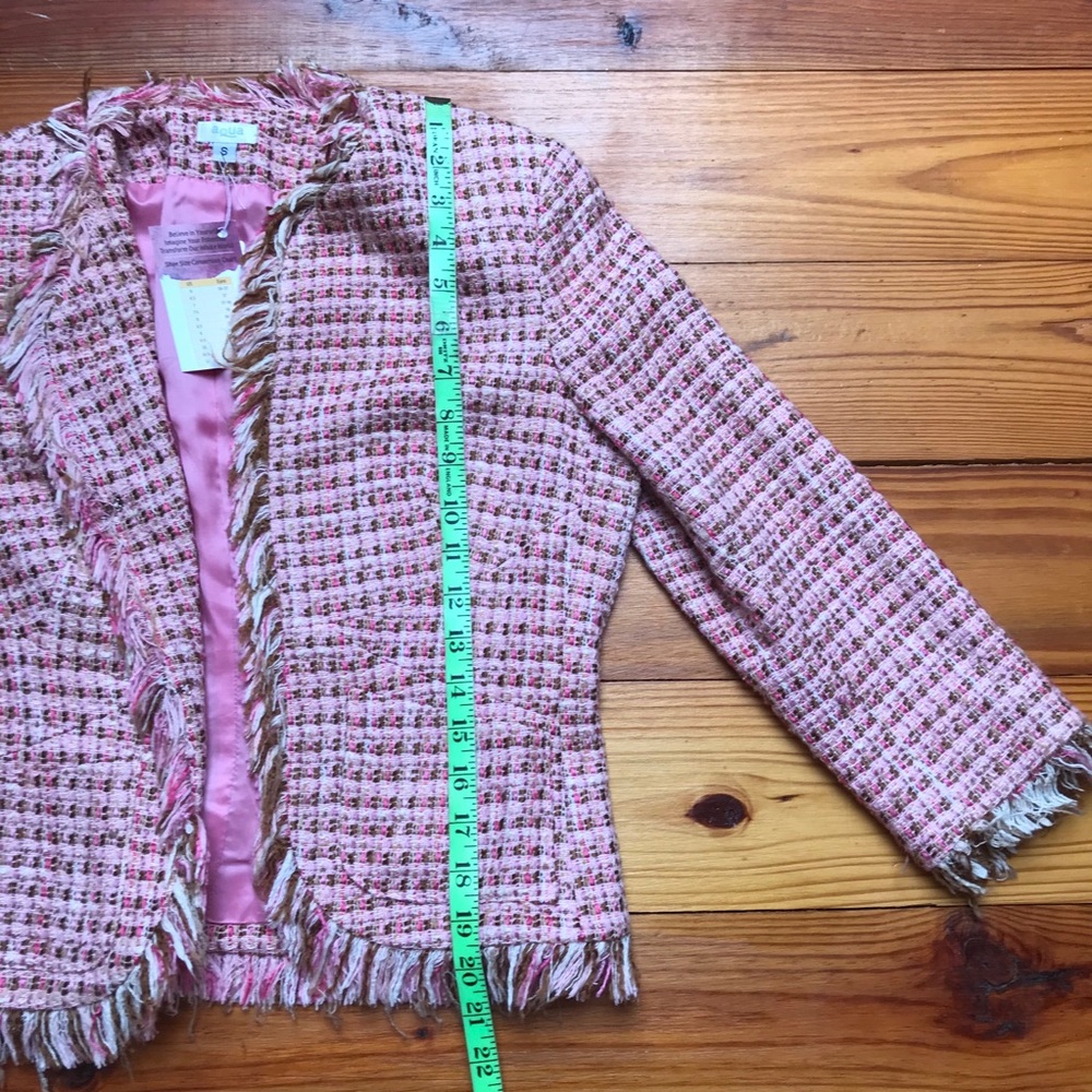 Aqua Pink Tweed Fringe Jacket, EUC, S - Picture 10 of 14